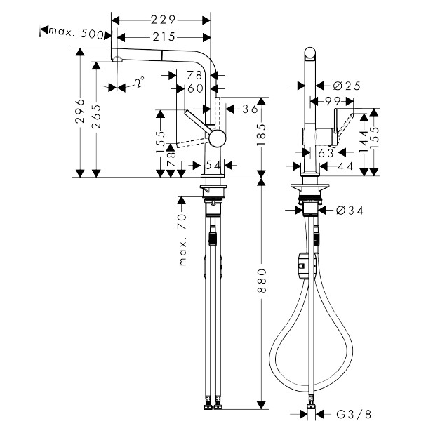 Additional image for M54 Kitchen Tap With Pull Out Spray & sBox (Chrome).