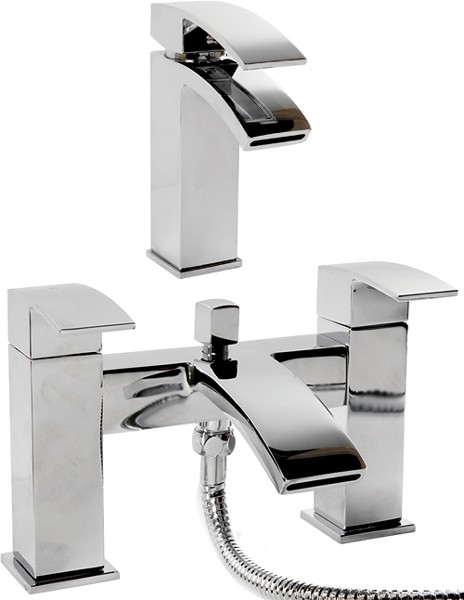 Additional image for Waterfall Basin & Bath Shower Mixer Tap Set (Chrome).