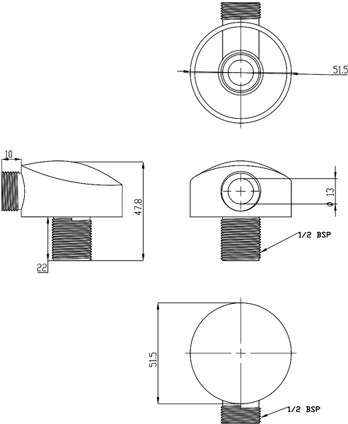 Additional image for Round Shower Outlet Elbow (Chrome).