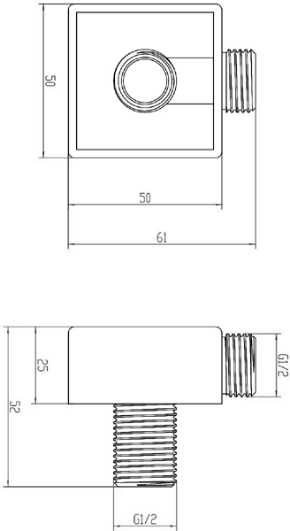 Additional image for Square Shower Outlet Elbow (Chrome).