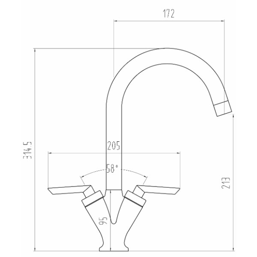 Additional image for Grace Kitchen Tap With Twin Lever Controls (Chrome).