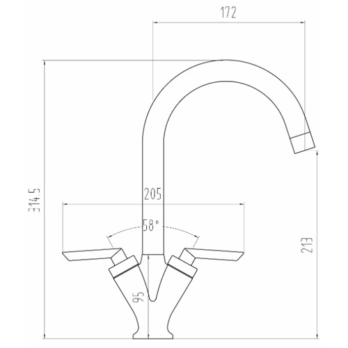 Additional image for Grace Kitchen Tap With Twin Lever Controls (Brushed Steel).