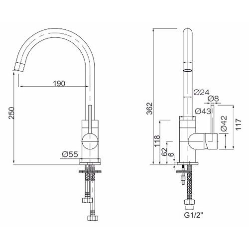 Additional image for Chloe Kitchen Tap With Swivel Spout (Chrome).