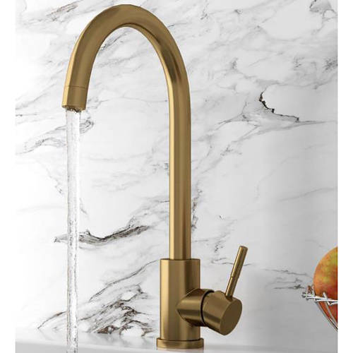 Additional image for London Kitchen Tap With Swivel Spout (Brushed Brass).
