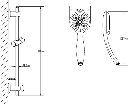 Additional image for Thermostatic Bar Shower Valve With Slide Rail Kit.