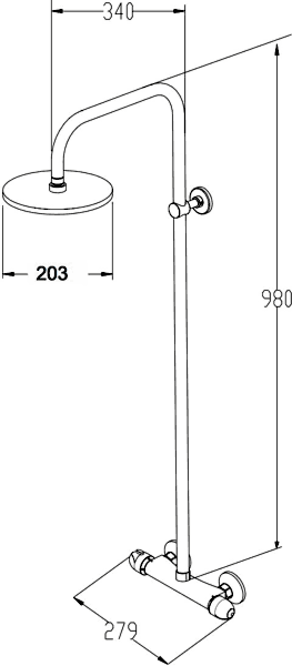 Additional image for Thermostatic Bar Shower Valve With Rigid Riser Kit.