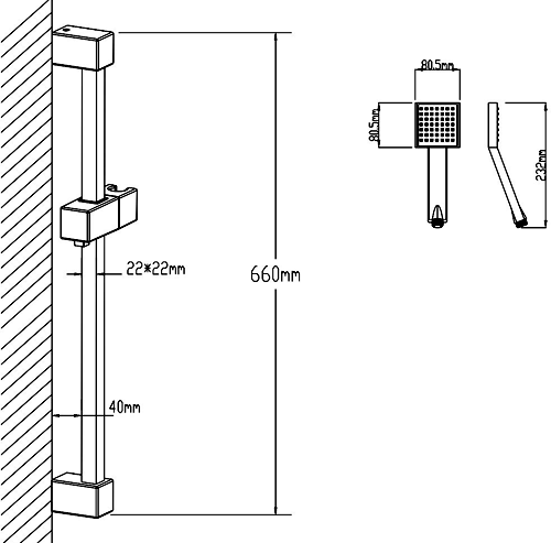 Additional image for Square Slide Rail Kit (Chrome).