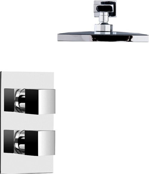 Additional image for Thermostatic Twin Shower With Head & Arm (Chrome).