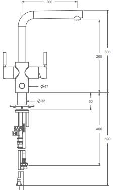 Additional image for 4N1 L Shape Steaming Hot Kitchen Tap (Brushed Steel).