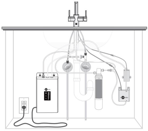 Additional image for 4N1 L Shape Steaming Hot Kitchen Tap (Brushed Steel).