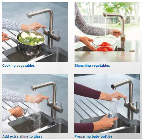 Additional image for Boiling Hot & Cold Water Kitchen Tap (Brushed Steel).