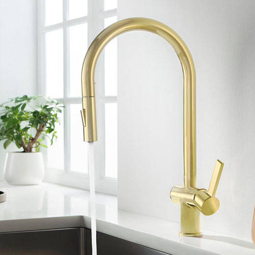 Additional image for Vos Kitchen Tap With Pull Out Spray (Brushed Brass).