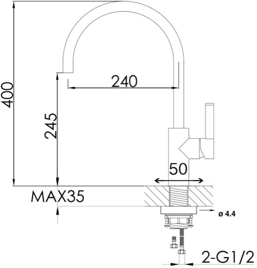 Additional image for Vos Kitchen Tap With Single Lever Handle (Brushed Black).