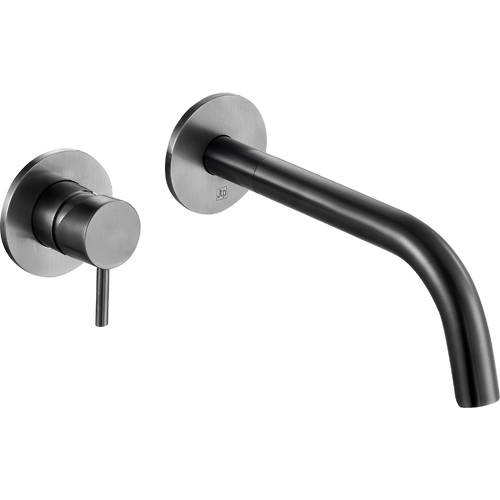 Additional image for Wall Mounted Basin Tap (200mm, Brushed Black).
