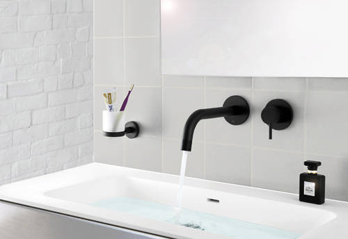 Additional image for Wall Mounted Basin Tap (200mm, Matt Black).
