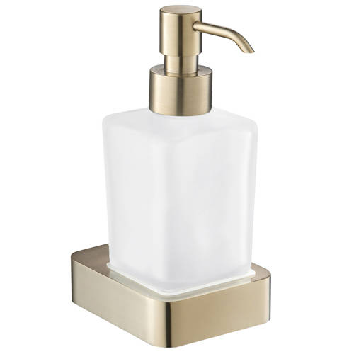 Additional image for Square Soap Dispenser & Holder (Brushed Brass).