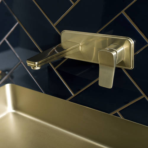 Additional image for Wall Mounted Basin Tap (Brushed Brass).