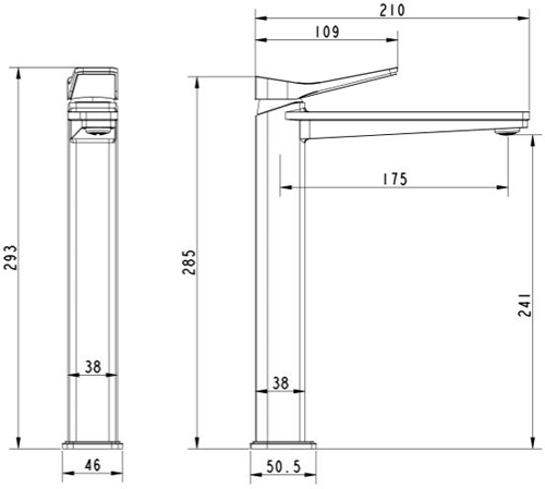 Additional image for Tall Basin Mixer Tap (Matt Black).