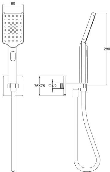 Additional image for Shower Outlet With Handset & Hose (Matt Black).