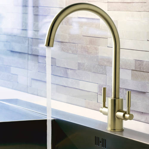 Additional image for Newbury Kitchen Tap With Lever Handles (Brushed Brass).