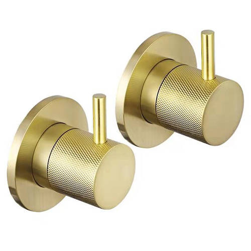 Additional image for Wall Mounted Valves With Designer Handles (Brushed Brass).