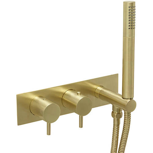 Additional image for Designer Wall Mounted BSM Tap (2 Outlets, Brushed Brass).