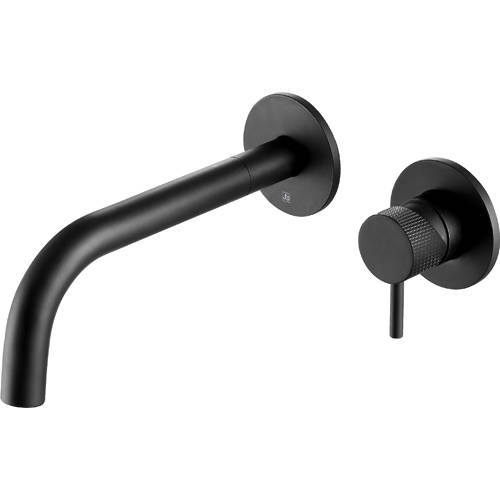 Additional image for Wall Mounted Basin Tap With Designer Handle (250, Matt Black).