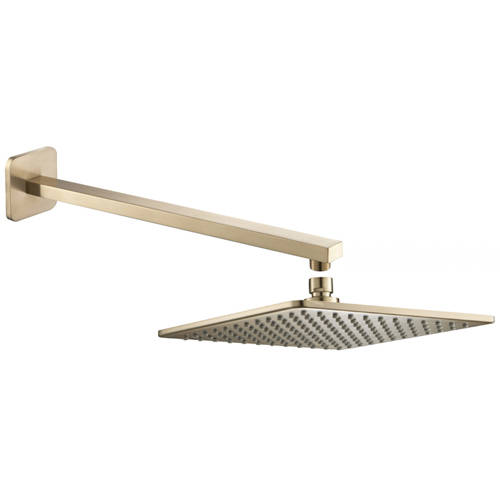 Additional image for Square Shower Head & Wall Mounting Arm (Brushed Brass).