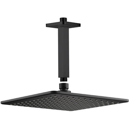 Additional image for Square Shower Head & Ceiling Mounting Arm (Matt Black).