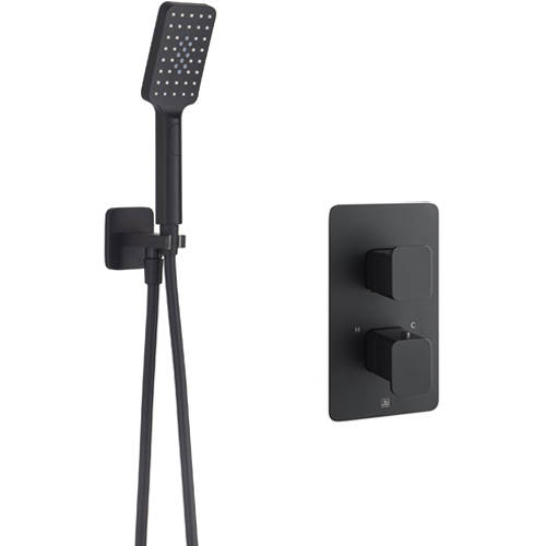 Additional image for Thermostatic Shower Valve & Shower Kit (Matt Black).