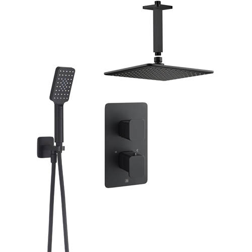 Additional image for Thermostatic Shower Valve, Head & Shower Kit (Matt Black)