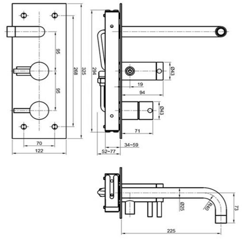 Additional image for Wall Mounted Basin & Bath Shower Mixer Tap Pack (Stainless Steel).