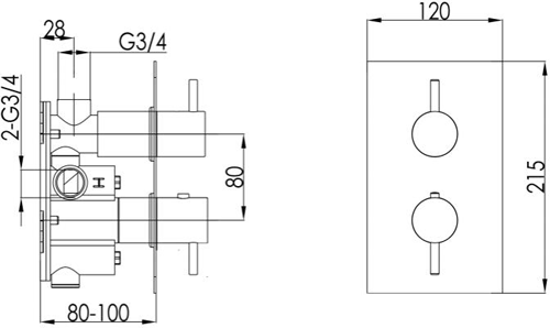 Additional image for Thermostatic Shower Valve, Slide Rail Kit & Bath Fill Waste (S Steel).