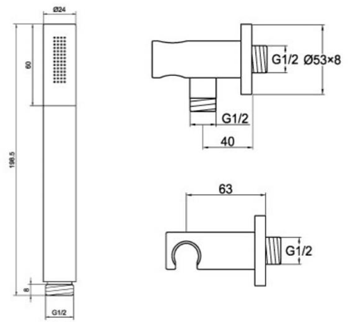 Additional image for Thermostatic Shower Valve & Shower Kit (Stainless Steel).