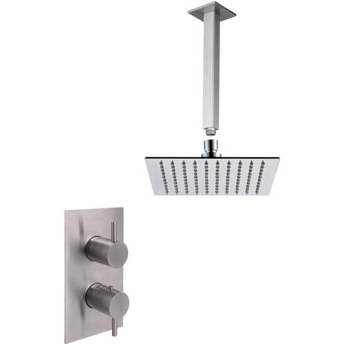Additional image for Thermostatic Shower Valve, Ceiling Arm & Square Head (S Steel).