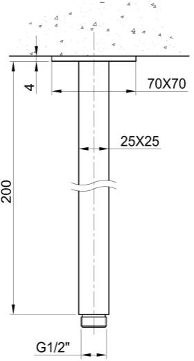 Additional image for Thermostatic Shower Valve, Ceiling Arm & Square Head (S Steel).