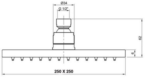 Additional image for Thermostatic Shower Valve, Ceiling Arm & Square Head (S Steel).