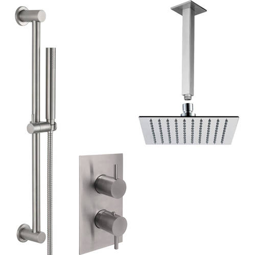 Additional image for Thermostatic Shower Valve, Arm, Head & Slide Rail Kit (S Steel).