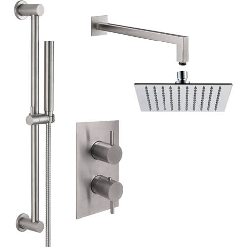 Additional image for Thermostatic Shower Valve, Arm, Head & Slide Rail Kit (S Steel).