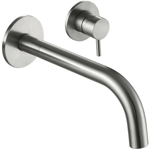 Additional image for Wall Mounted Basin Mixer Tap (250mm Spout, Stainless Steel).