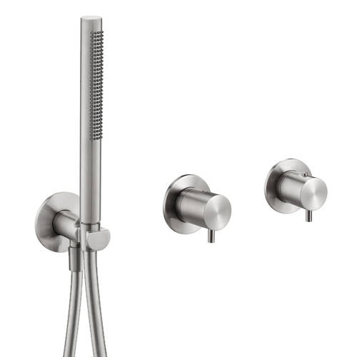 Additional image for Concealed Thermostatic Shower Valve With Handset (2 Outlets, Stainless Steel).
