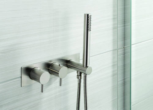 Additional image for Wall Mounted Bath & Shower Mixer Tap (2 Outlets, Stainless Steel).