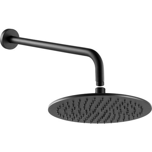Additional image for 200mm Round Shower Head With Wall Mounting Arm (Matt Black).