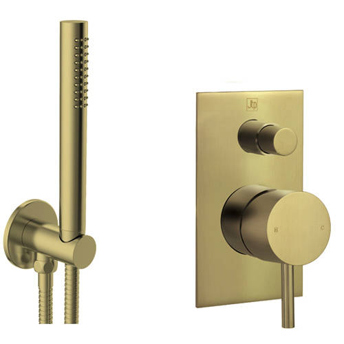 Additional image for Manual Shower Valve With 200mm Head, Arm & Kit (Brushed Brass).