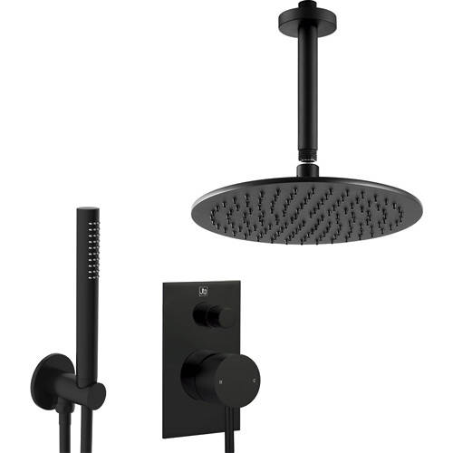 Additional image for Manual Shower Valve With 200mm Head, Arm & Kit (Matt Black).