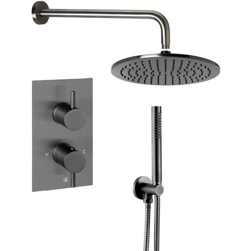 Additional image for Thermostatic Shower Valve, 250mm Head, Wall Arm & Kit (Br Black).