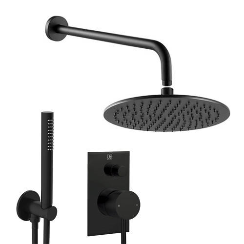 Additional image for Manual Shower Valve With 200mm Head, Arm & Kit (Matt Black).