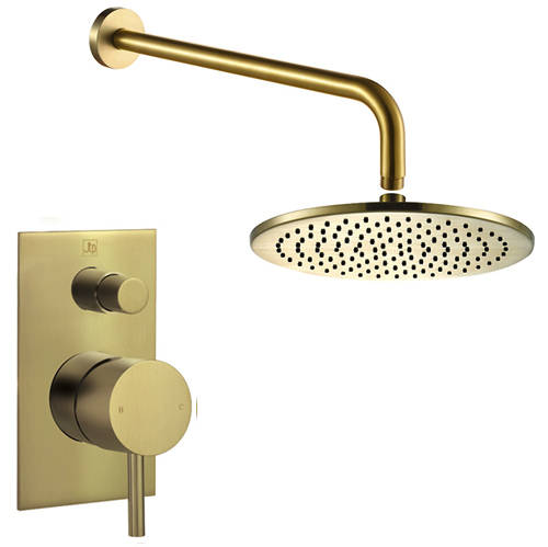 Additional image for Manual Shower Valve With 300mm Head, Arm & Kit (Brushed Brass).