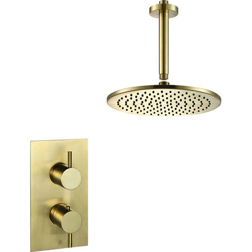 Additional image for Thermostatic Shower Valve, Ceiling Arm & 200mm Head (Br Brass).