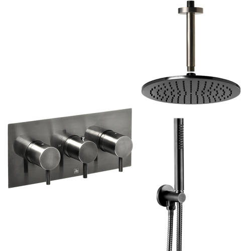 Additional image for Thermostatic Shower Valve With Head, Arm & Kit (Br Black).
